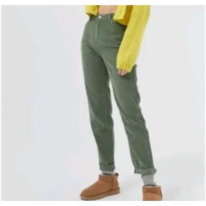 Urban Outfitters BDG High Rise Corduroy Mom Pants Green Size 27 Straight Leg